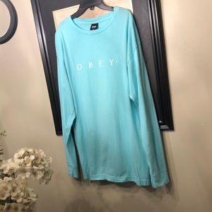 - Obey sea foam green long sleeve men’s Tee .  Size L